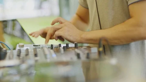 Close up shots of a DJ during concert Stock Footage