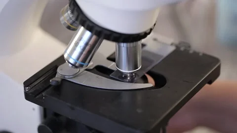 Close-up shots of Microscopes are used in science laboratories. Stock Footage 263091475