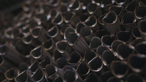 Close Up Shots Of Silver Metal Rods Stock Footage