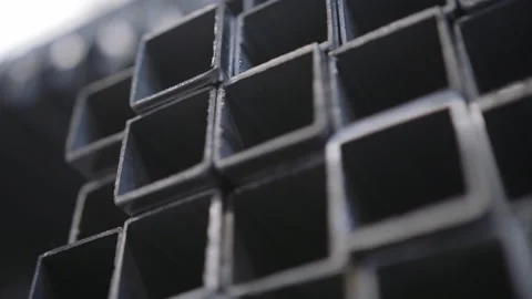 Close Up Shots Of Silver Square Metal Tubes 動画素材 147496503