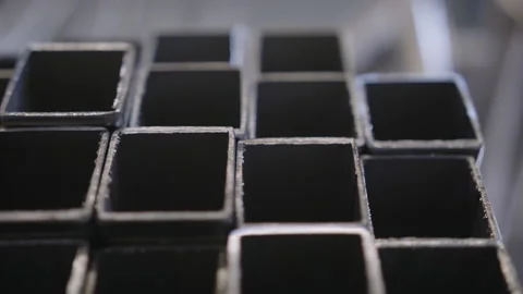 Close Up Shots Of Silver Square Metal Tubes Stock Footage