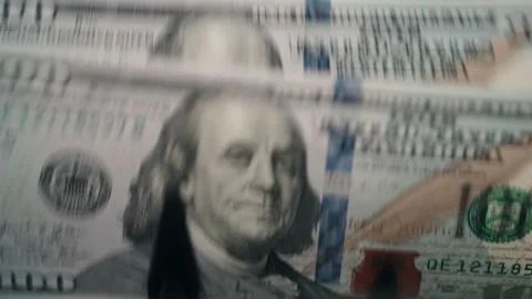 Close-up shots of stacks of cash featuring U.S. hundred-dollar bills, showcasing Stock Footage 331079870