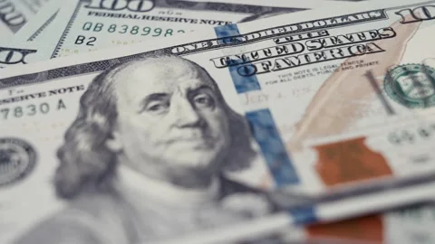 Close-up shots of US dollar banknotes showcasing intricate details and textures, Stock Footage 327717176