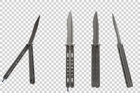 Close-up showcasing four variations of a closed and open, dark gray Stock Photos