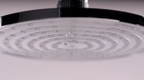 Close-up: The Shower Water Flow From Showerhead Opens Stock Footage 52962419
