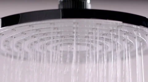 Close Up: The Shower Water Flow From Showerhead Closes Stock Footage 52962486
