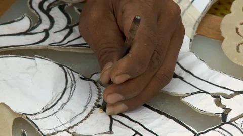 Close up showing artist at work using tools Stock-Footage 120018771