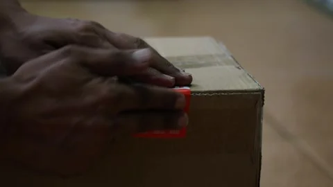 Close up showing fragile for large boxes or packages Stock Footage 327788182