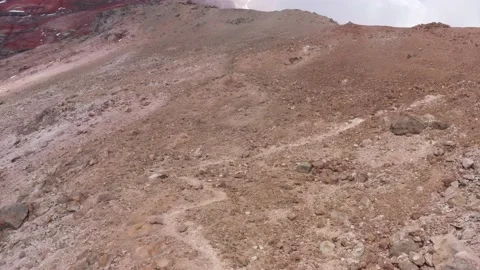 Close up showing the last bit of the whymper needle track on the slopes Stock Footage 142756591