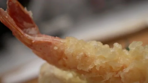 Close Up of shrimp tempura 스톡 동영상 238503641