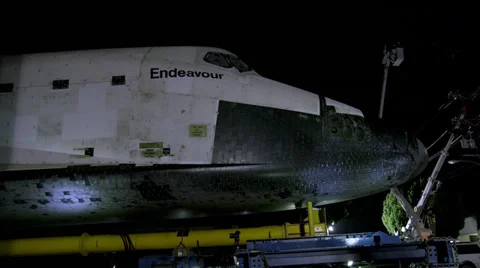 Up close with the Shuttle Endeavor as it rolls on LA streets 4K part1 Stock Footage 39589656