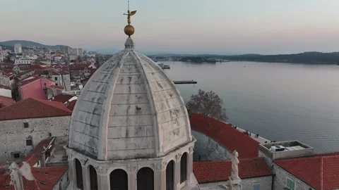 Close-Up Of Sibenik Cathedral By Drone Video stock 300839463