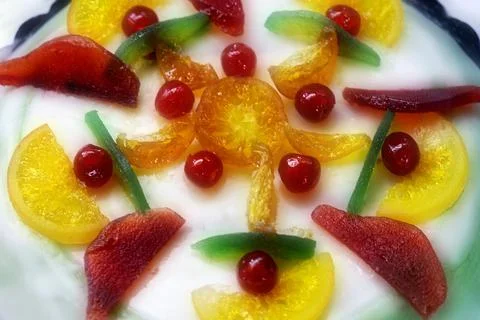 Close-up of a Sicilian Cassata, a typical dessert made with almond paste and Stock Photos