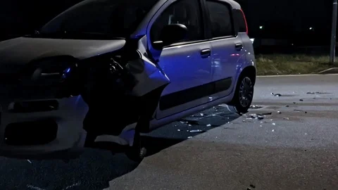 Close up side of crashed car damages Stock Footage 102055069