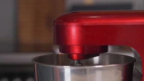 Close-up on the side of the red planetary mixer. Stock Footage 147715352