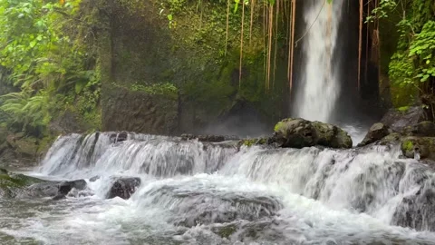 Close-up side view of cascading waterfall rapidly flowing down the rocks Vídeos de archivo 201734166