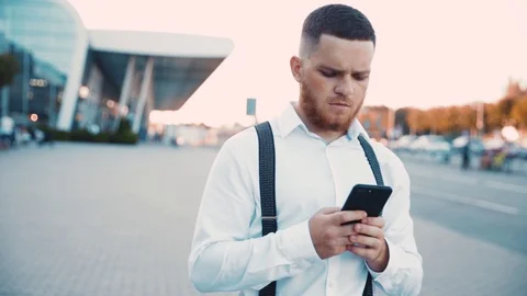 Close up side view of frowning thoughtful handsome bearded ginger Caucasian Stock Footage 115667328
