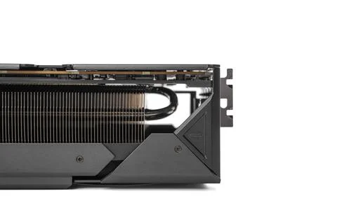 A close-up side view of a high-performance graphics card showcasing its Stock Photos