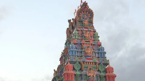 Close up side view of the hindu temple in nadi, fiji Stock Footage 94362821