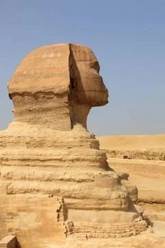 Close up of side view of Sphinx Cairo Close side view of the head of the S... Stock Photos