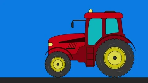 Close-up side view of a tractor driving on a road animation motion graphics Stock Footage 173376007