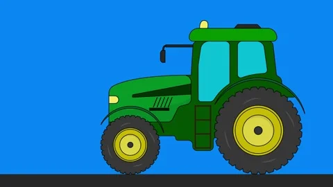 Close-up side view of a tractor driving on a road animation motion graphics Stock Footage 174823710