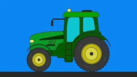 Close-up side view of a tractor driving on a road seamless loop animation mot Stock Footage 174823751