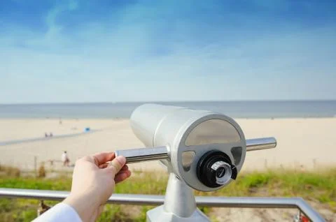 Close-Up of Sightseeing Binoculars 스톡 사진