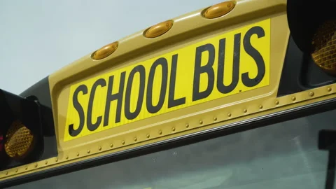 Close up of the sign on top of a school bus Stock Footage 130733058