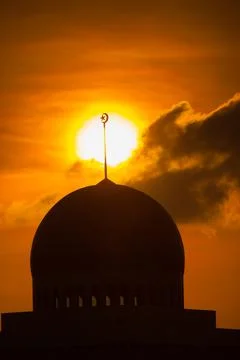 Close up silhouette of a mosque Stock Photos