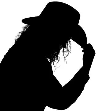 Close up Silhouette of Woman in Cowboy Hat Stock Photos
