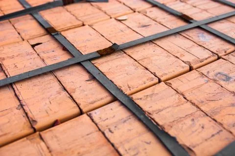 Close-up of the silicate bricks stack 写真素材