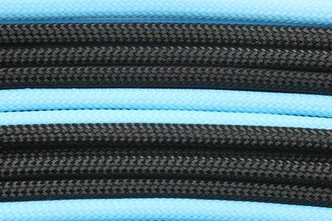 Close-up of silicone braided computer wires 스톡 사진