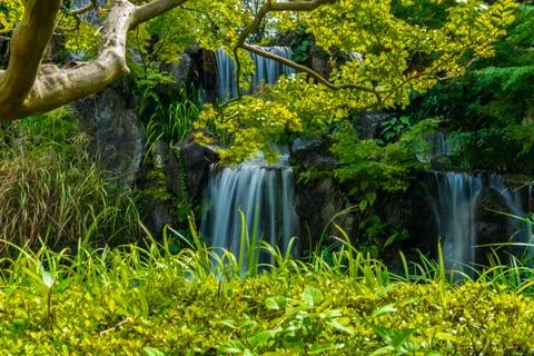 Close Up of silky smooth waterfall Stock Photos