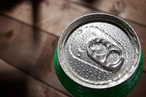 Close-up of a silver beer can Stock Photos