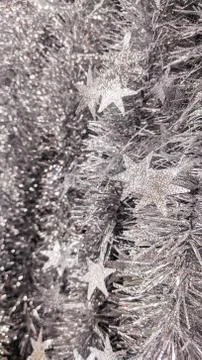 Close up of silver colored tinsel Stock Photos