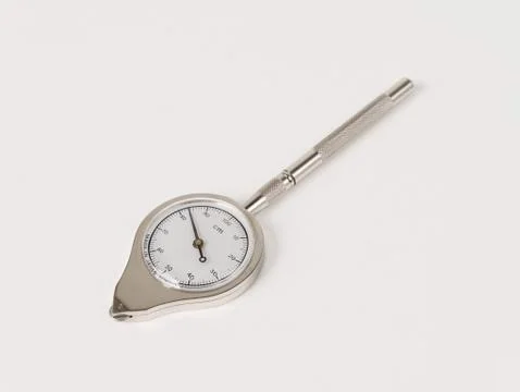 Close-up of silver colored vinage opisometer Foto stock