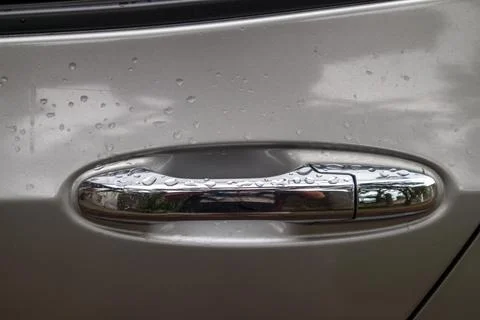 Close up to silver door handle Stock Photos