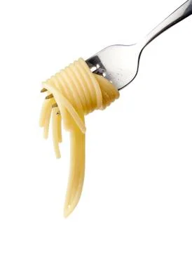 Close up of a silver fork with spaghetti Stock Photos