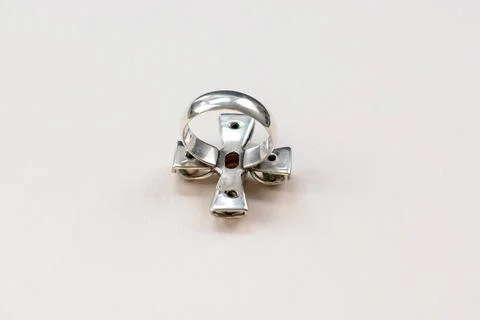 Close up of a silver ring on a white background with copy space Stock Photos