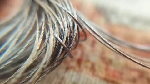 Close up of a silver thread Foto stock
