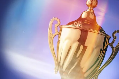 Close up of a silver trophy prize with an ornate lid and handles for the wi.. Stock Photos