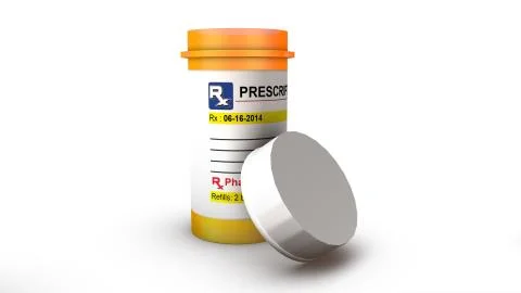 Close-up of a Single Empty Pill Bottle Foto stock