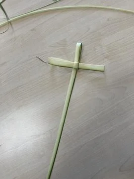 A close up of a single handmade palm on a table Stock Photos