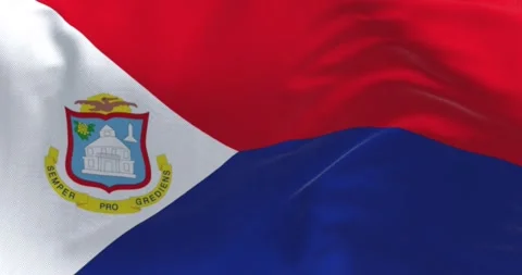 Close-up of Sint Maarten flag waving in the wind Stock Footage 274346853