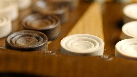 Close up of sixes on dices on the backgammon surface Stock-Footage 94073123