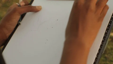 Close-up sketching hands  Stock Footage 97103532