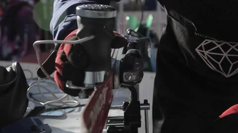 Close up to ski edge service Stock Footage 46153967