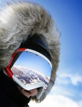 Close up of the ski goggles Stock Photos