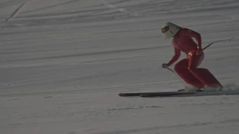 Close-up skier performing controlled skid Video stock 346056139